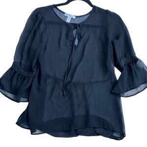 Ambiance Apparel Sheer Blouse Black Size